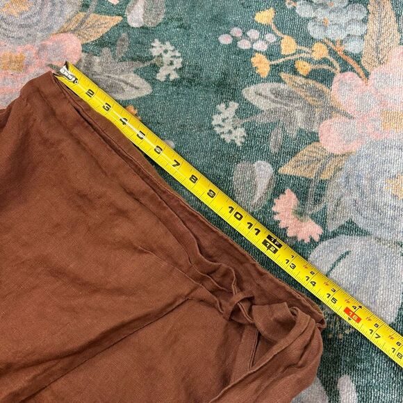 MNG Mango Midi Skirt Linen wrap Large Brown  Curved Tie Front Pencil Minimal L - Picture 10 of 16